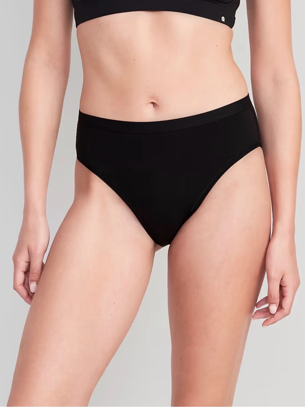 Old Navy Women's High-Rise Bikini Briefs Everyday Cotton Underwear -Black
